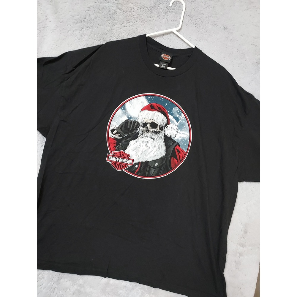 Harley Davidson Shirt Mens 3XL Christmas Santa Skull Seminole Florida Black EUC